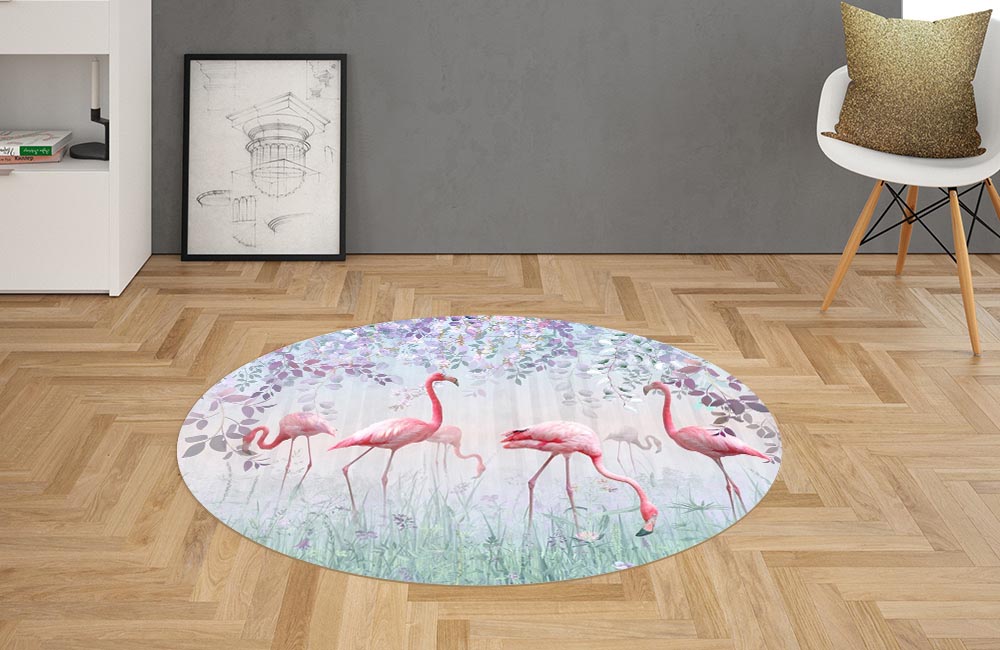 3D Ковер  «Фламинго в саду» Овальный 2