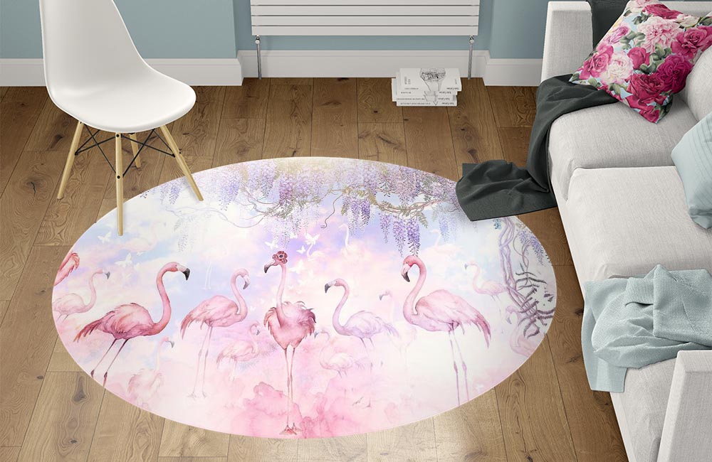 3D Ковер «Райские фламинго» Круглый 1