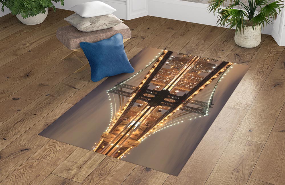 3D Ковер «Бруклинский мост отражение в реке Гудзон» Прямоугольный 4