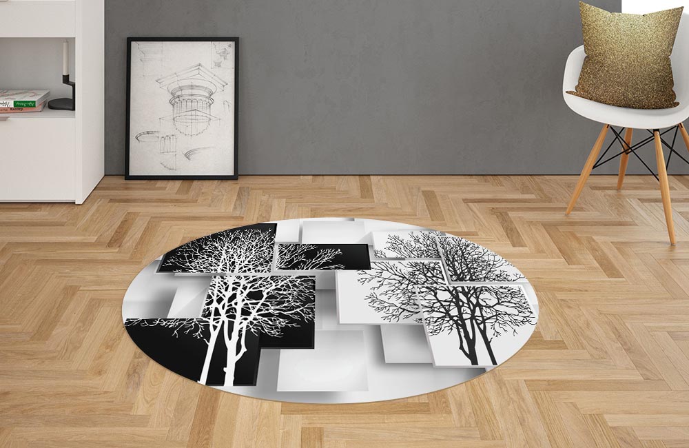 3D Ковер «Деревья в стиле модерн»   Овальный 2