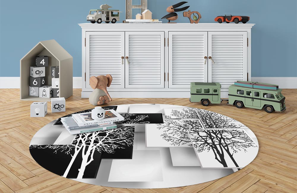3D Ковер «Деревья в стиле модерн»   Овальный 3