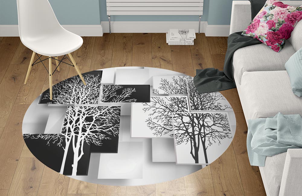 3D Ковер «Деревья в стиле модерн»   Круглый 1