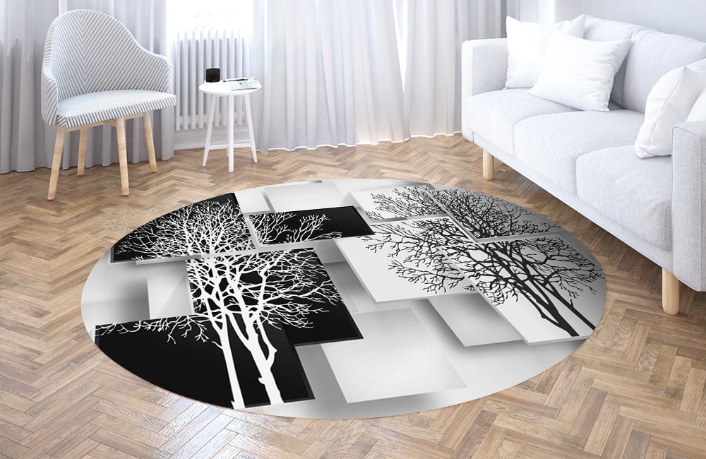3D Ковер «Деревья в стиле модерн»   Круглый 3