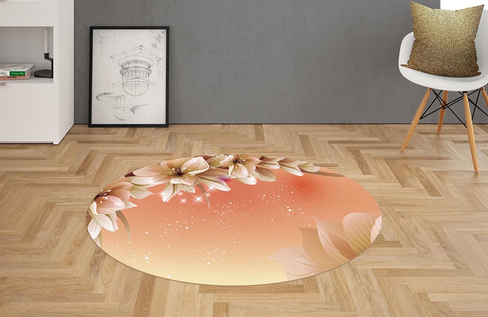 3D Ковер «Персиковая инсталляция с цветами»   Овальный 2