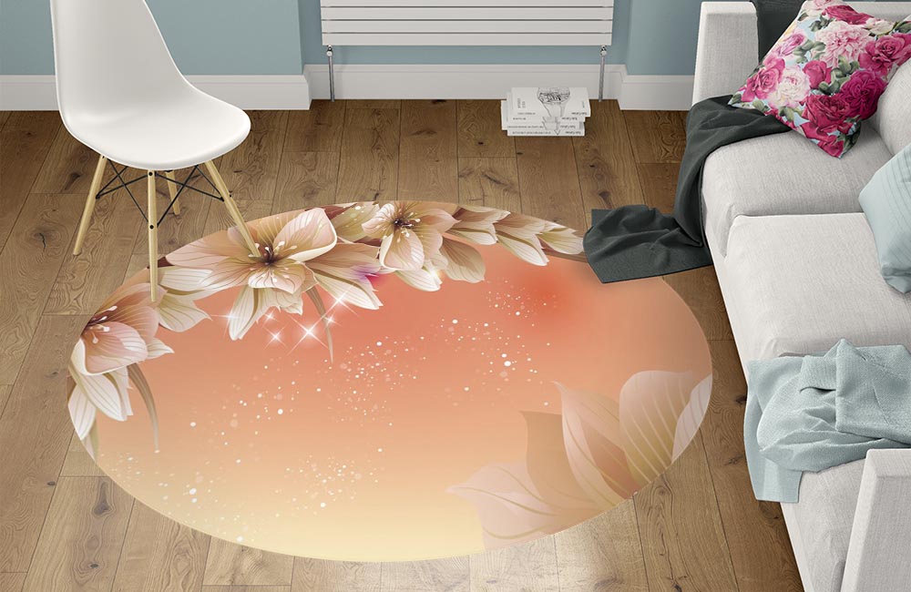 3D Ковер «Персиковая инсталляция с цветами»   Круглый 1
