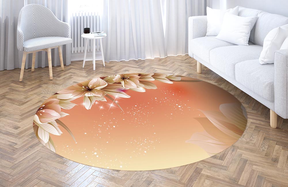3D Ковер «Персиковая инсталляция с цветами»   Круглый 3