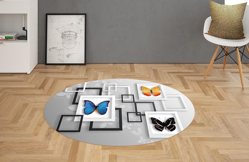3D Ковер «Коллекция бабочек»    Овальный 2