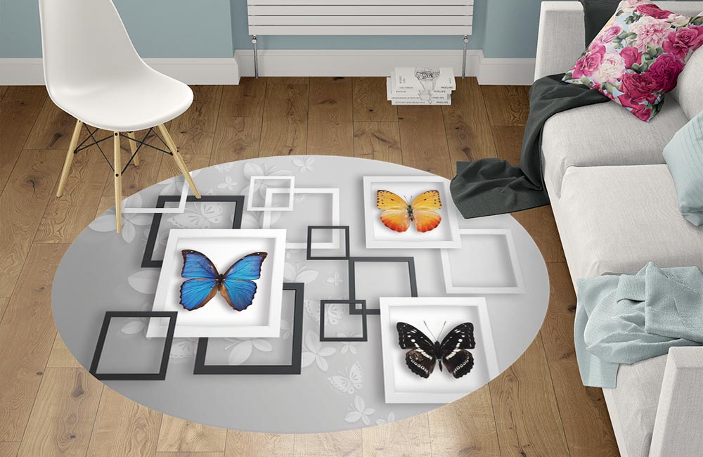 3D Ковер «Коллекция бабочек»    Круглый 1
