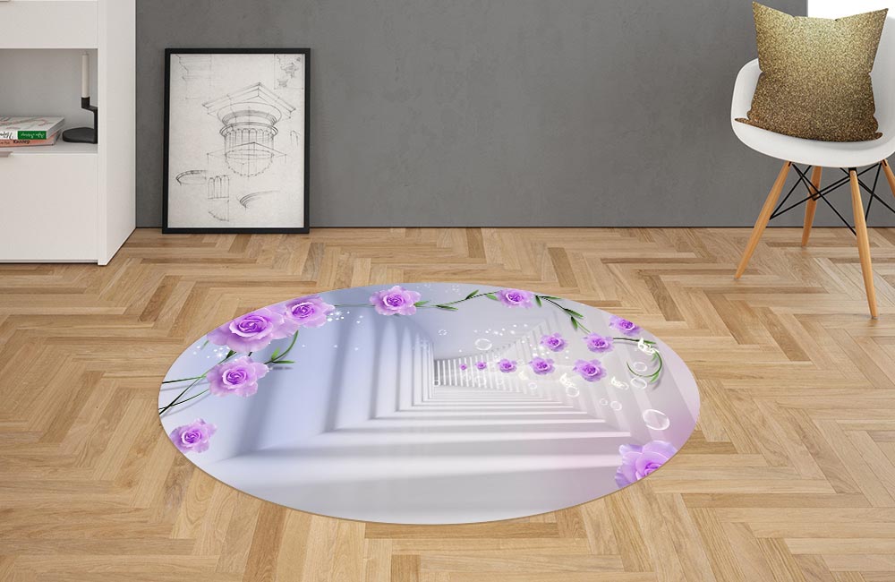 3D Ковер «Тоннель с розами»   Овальный 2