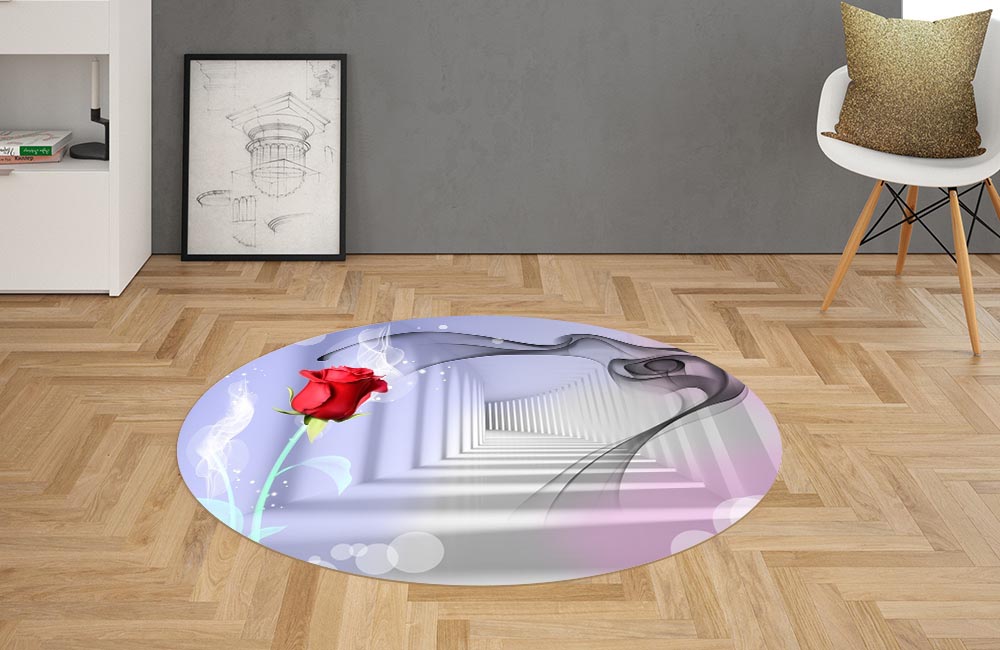 3D Ковер «Красная роза в тоннеле»   Овальный 2
