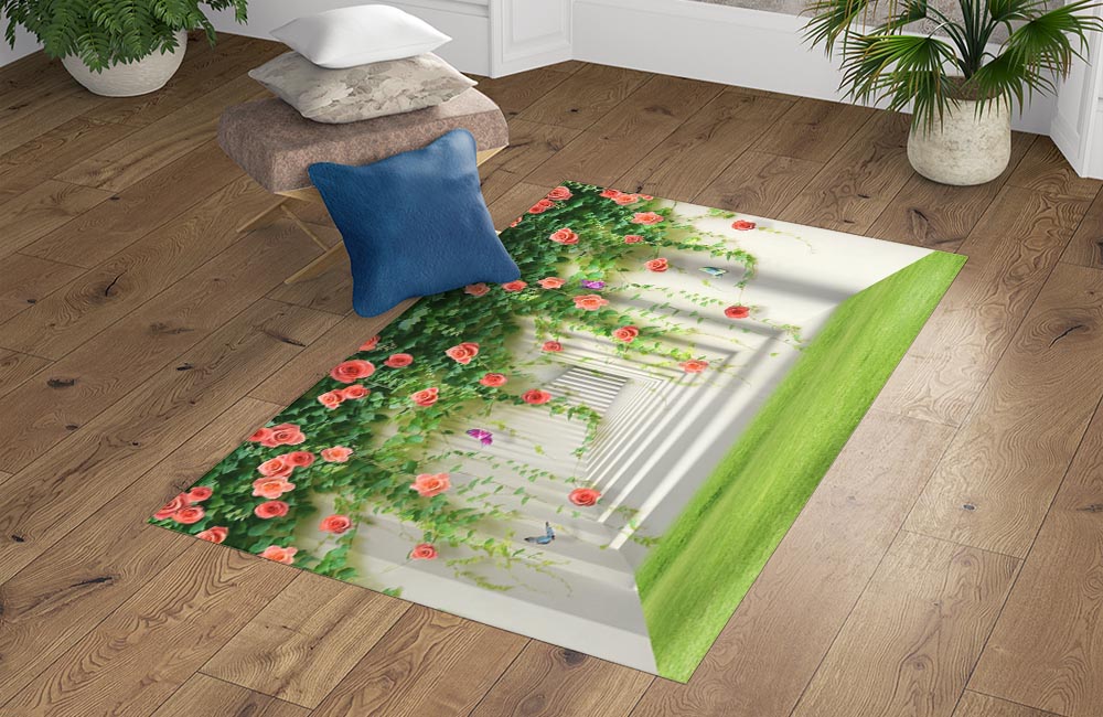 3D Ковер «Тоннель с лианами роз»   Прямоугольный 4