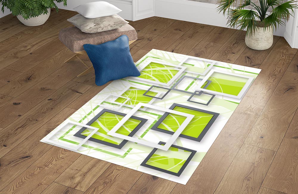 3D Ковер «Объемные зеленые квадраты»   Прямоугольный 4