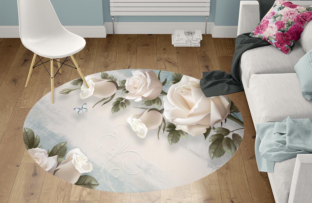 3D Ковер «Винтажная композиция с розами»   Круглый 1
