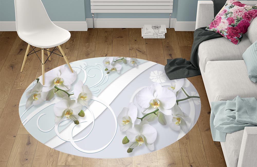 3D Ковер «Нежная композиция с орхидеями»   Круглый 1