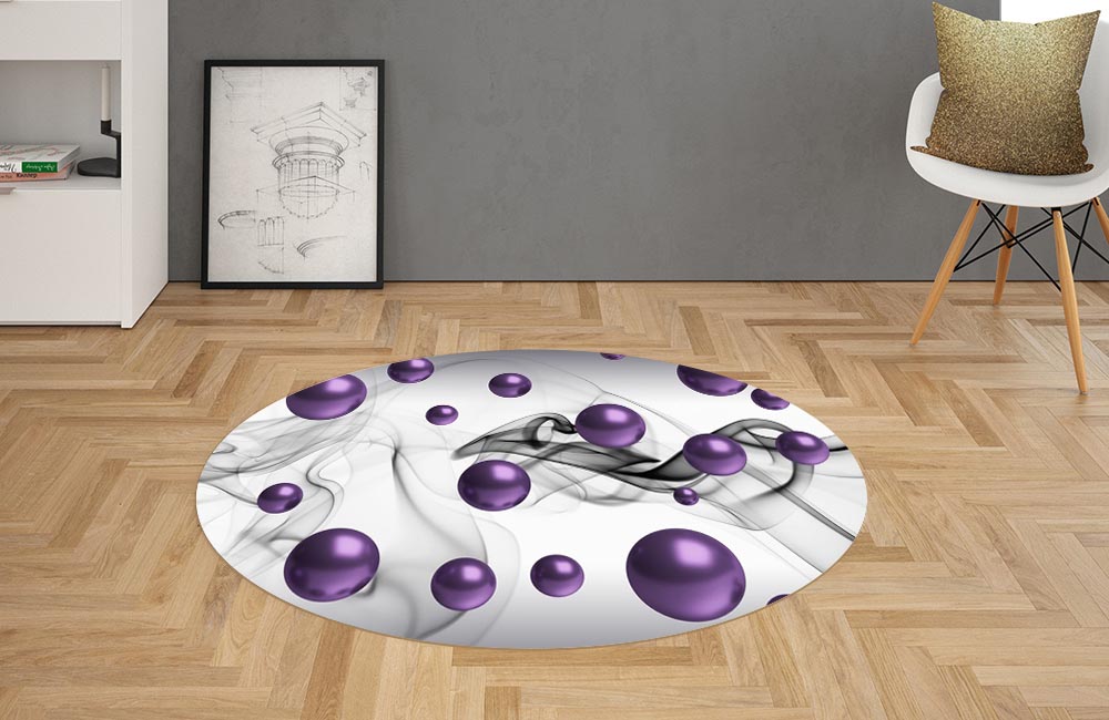 3D Ковер «Фиолетовые шары и дымка»   Овальный 2