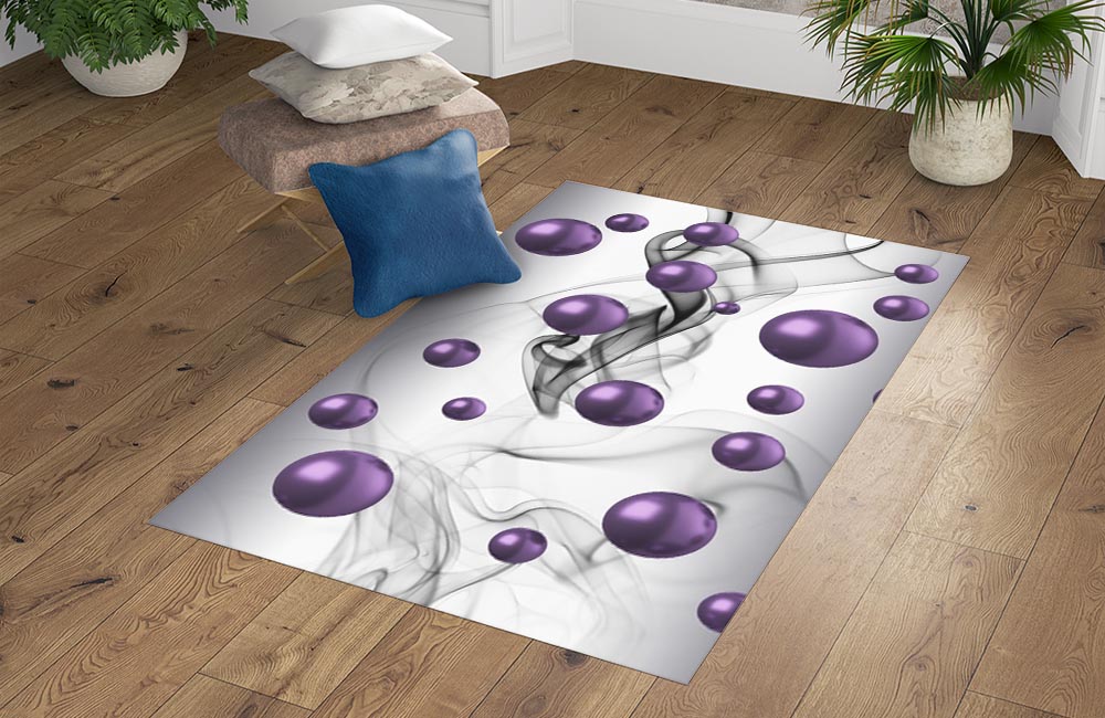 3D Ковер «Фиолетовые шары и дымка»   Прямоугольный 4