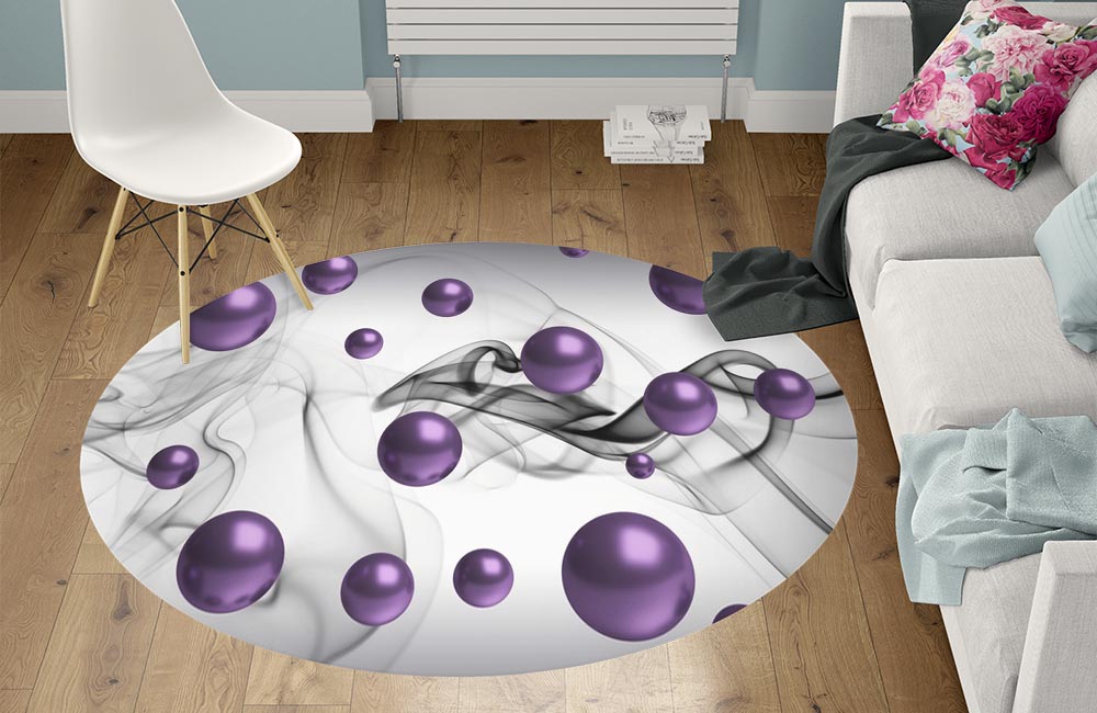 3D Ковер «Фиолетовые шары и дымка»   Круглый 1