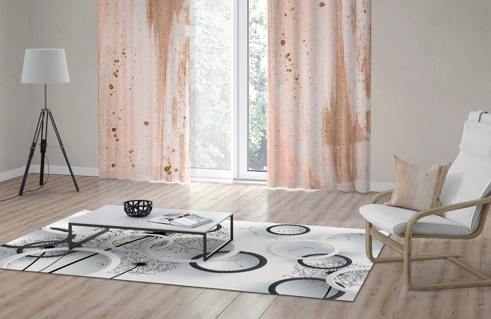 3D Ковер «Черно-белая объемная композиция с одуванчиками» Прямоугольный 2