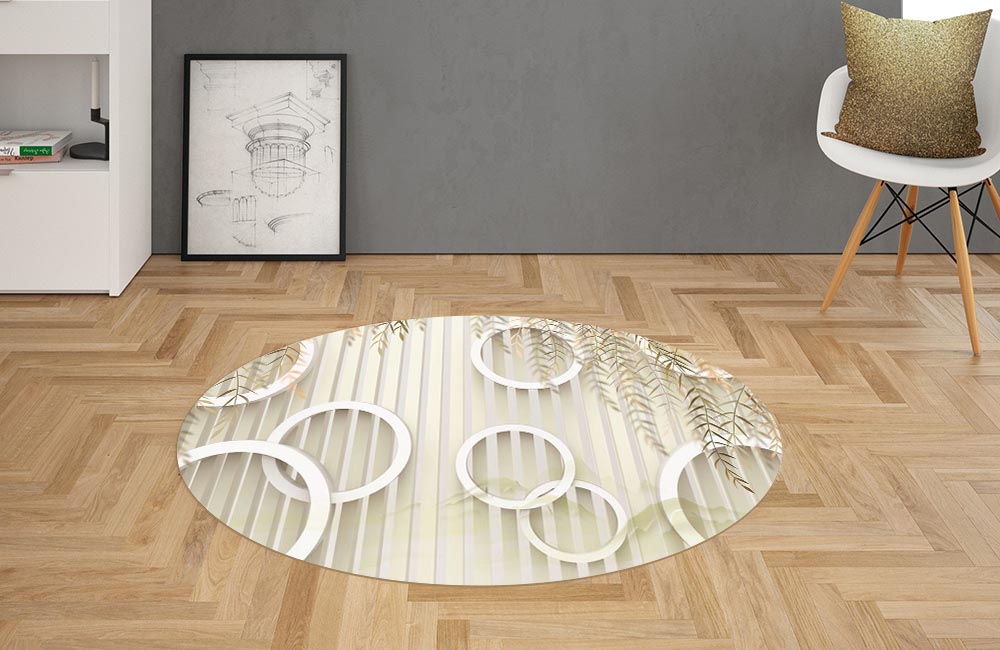 3D Ковер «Веточки ивы с объемными кругами» Овальный 2