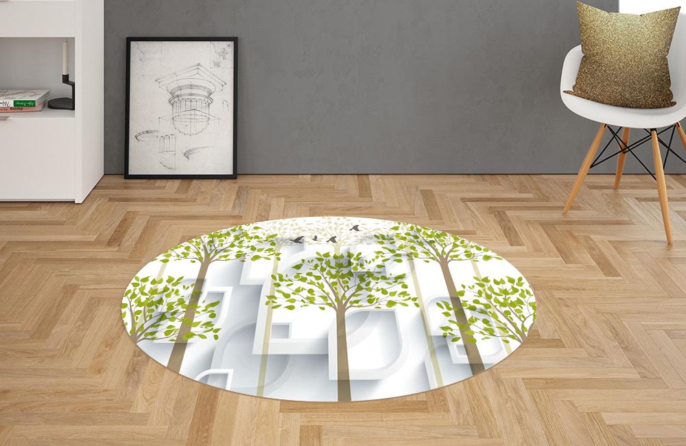 3D Ковер «Абстрактная композиция с деревьями» Овальный 2
