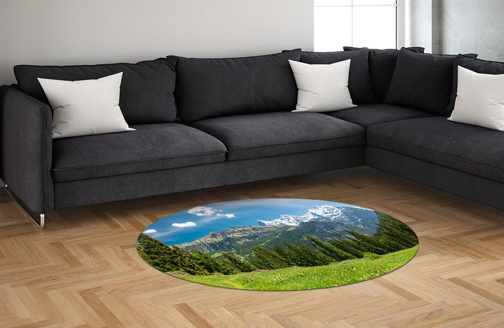 3D Ковер «Зеленая горная панорама»   Овальный 1