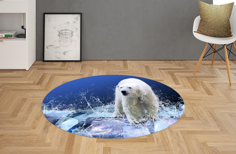 3D Ковер «Белый медведь на льдине» Овальный 2
