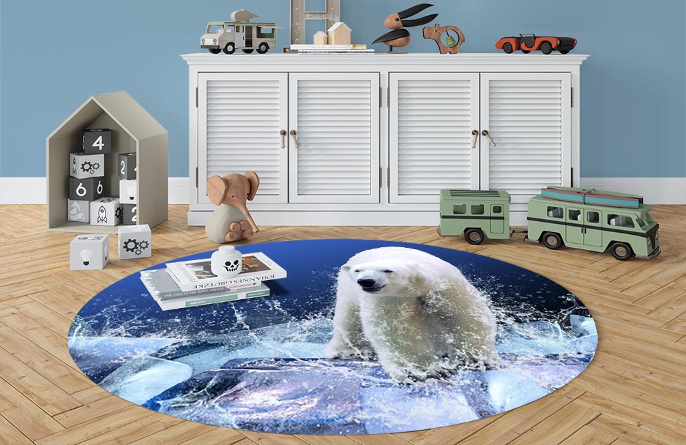 3D Ковер «Белый медведь на льдине» Овальный 3
