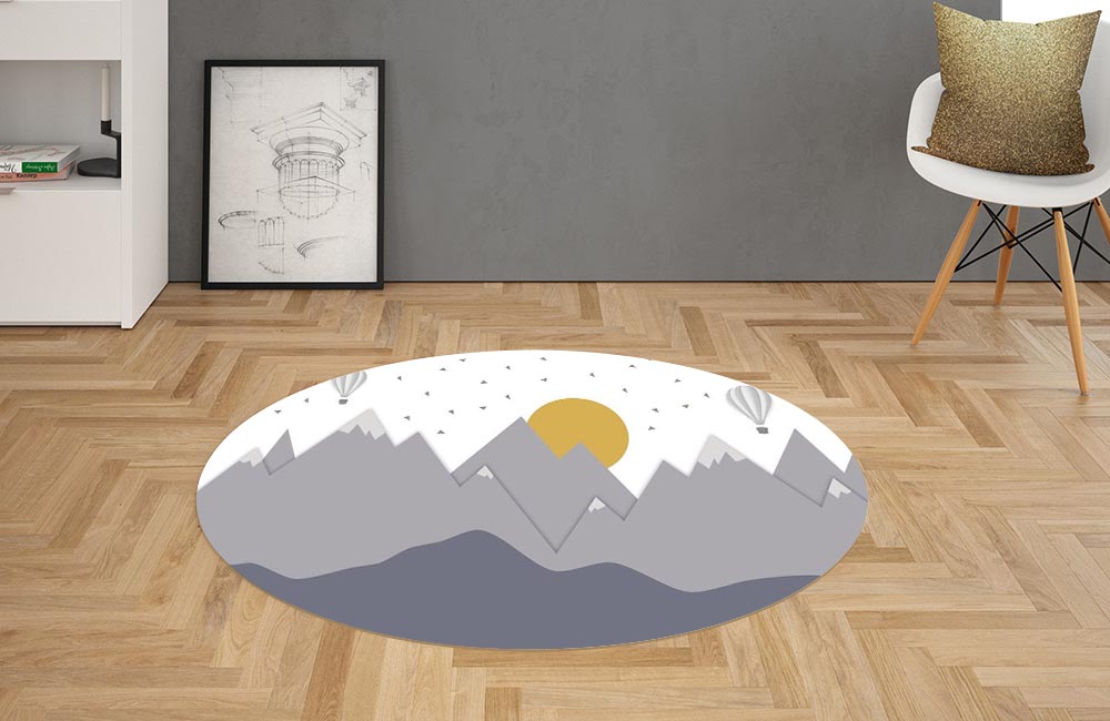 3D Ковер «Графичные горы» Овальный 2