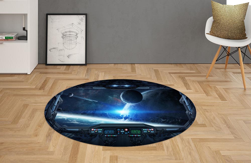 3D Ковер «Вид из иллюминатора звездного корабля»  Овальный 2