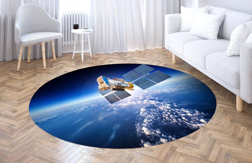 3D Ковер «Спутник над атмосферой»    Круглый 3