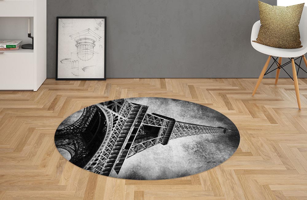 3D Ковер «Париж черно-белые» Овальный 2