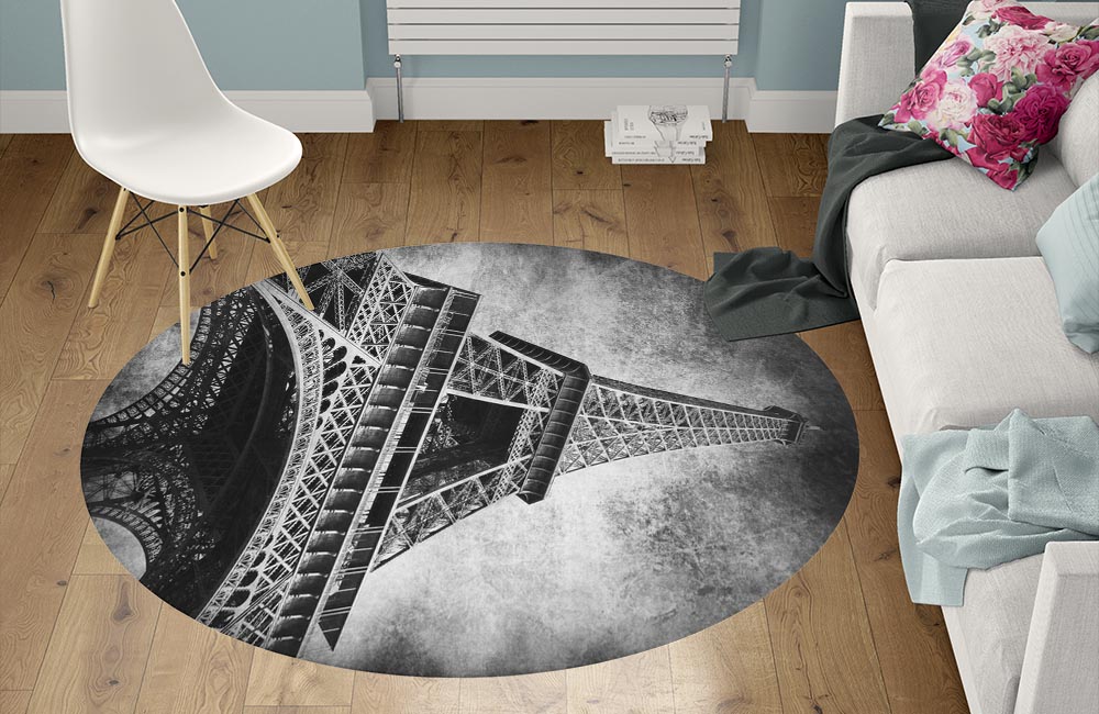 3D Ковер «Париж черно-белые» Круглый 1