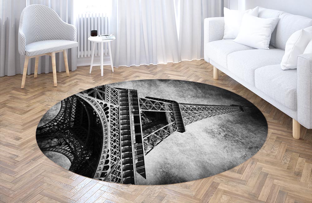 3D Ковер «Париж черно-белые» Круглый 3