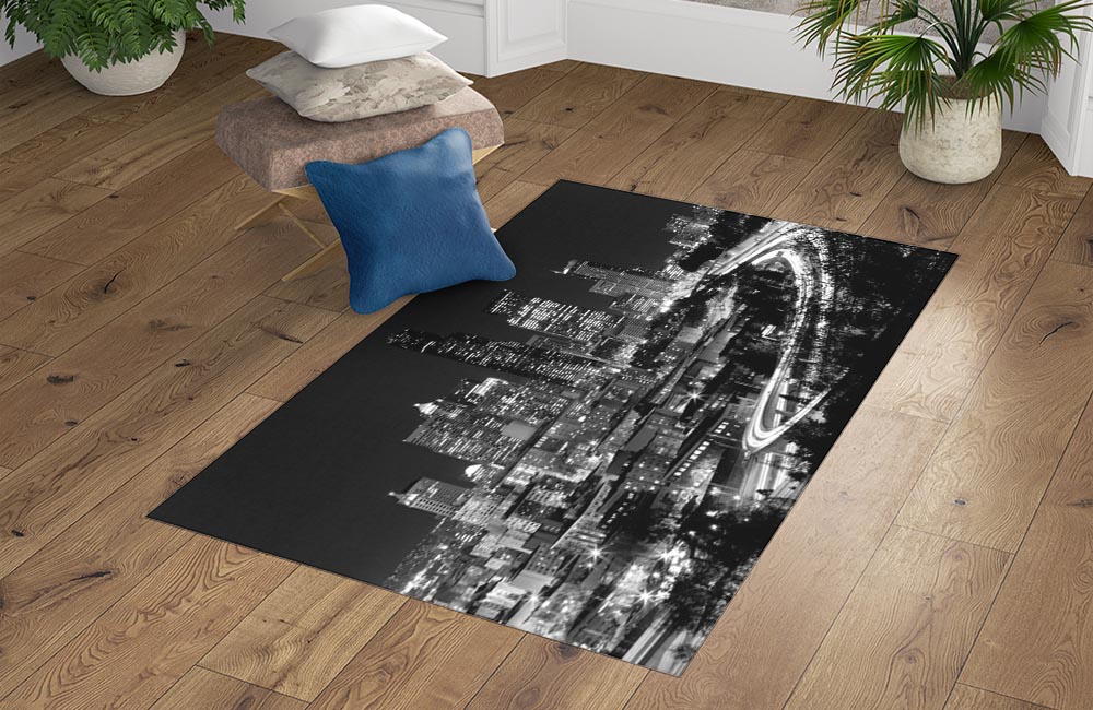 3D Ковер «Ночной город черно-белые» Прямоугольный 4