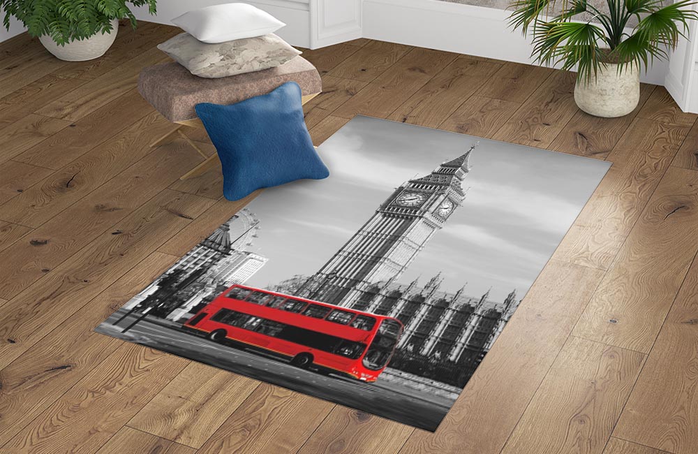 3D Ковер «Красный автобус - Лондон» Прямоугольный 4