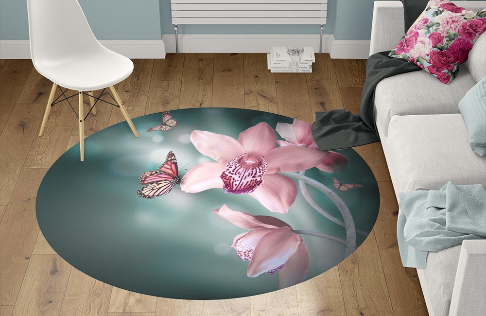 3D Ковер «Изящная Орхидея» Круглый 1