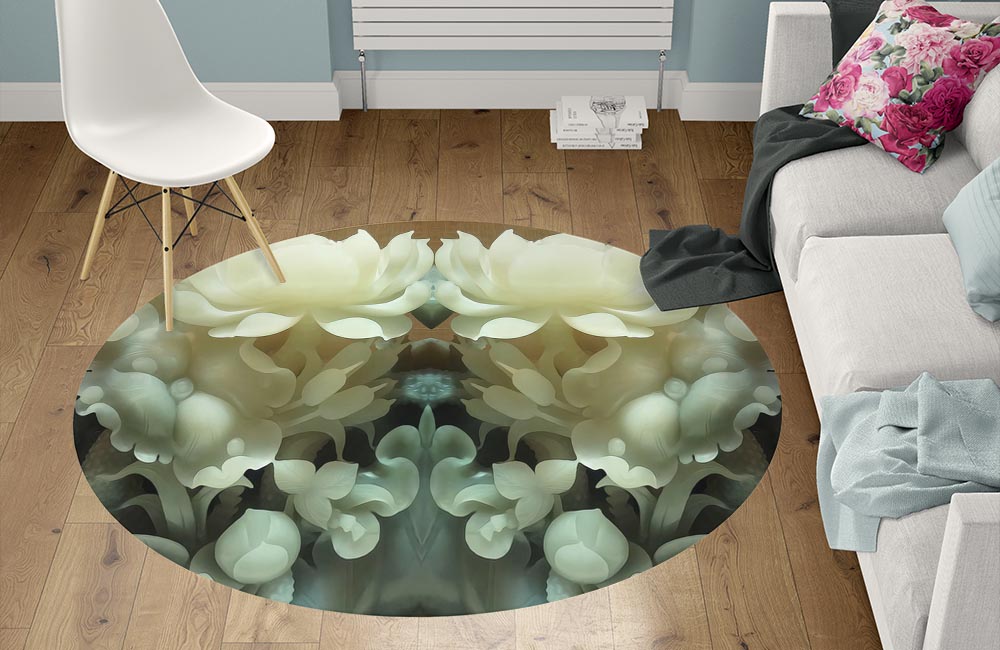 3D Ковер «Нефритовые цветы»   Круглый 1