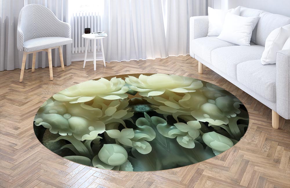 3D Ковер «Нефритовые цветы»   Круглый 3