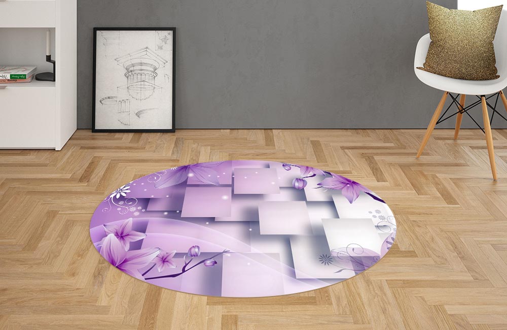 3D Ковер «Розовая объемная инсталляция с цветами»  Овальный 2