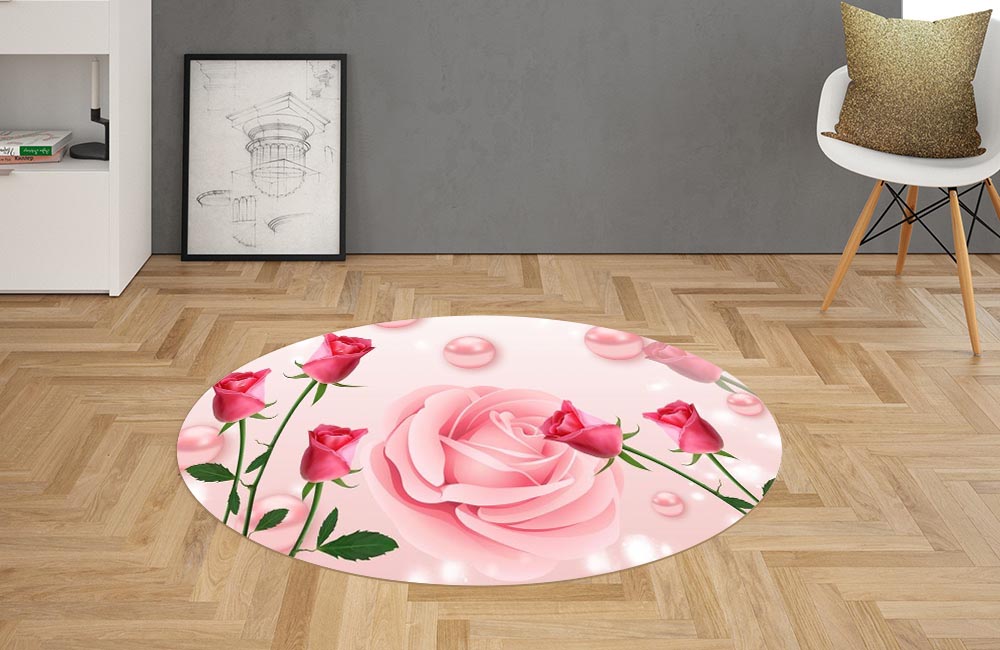 3D Ковер «Объемные розы с жемчугом»   Овальный 2