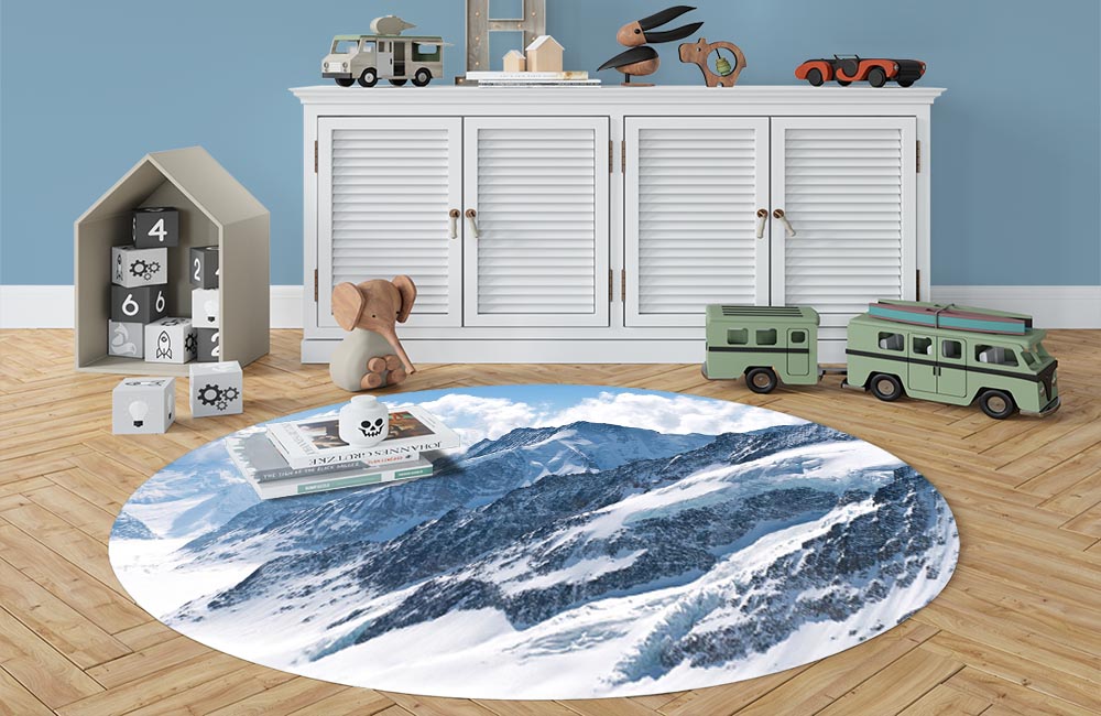 3D Ковер « Пейзаж в заснеженных горах»  Овальный 3