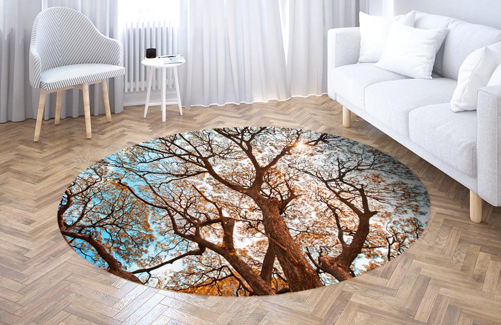 3D Ковер «Ветви осеннего дерева»   Круглый 3