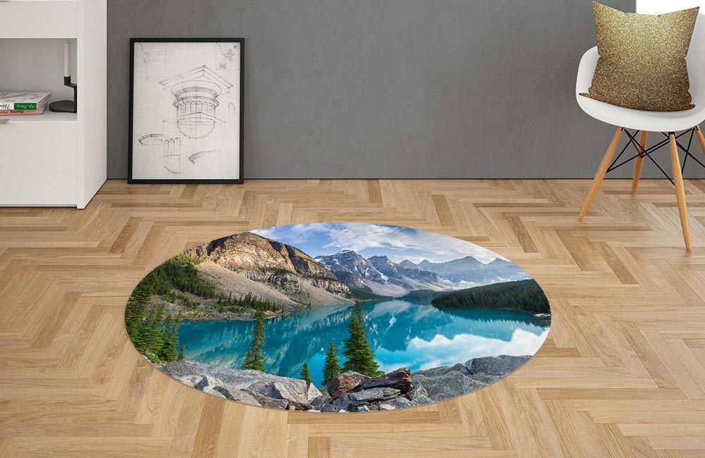3D Ковер «Горное озеро в альпах»  Овальный 2