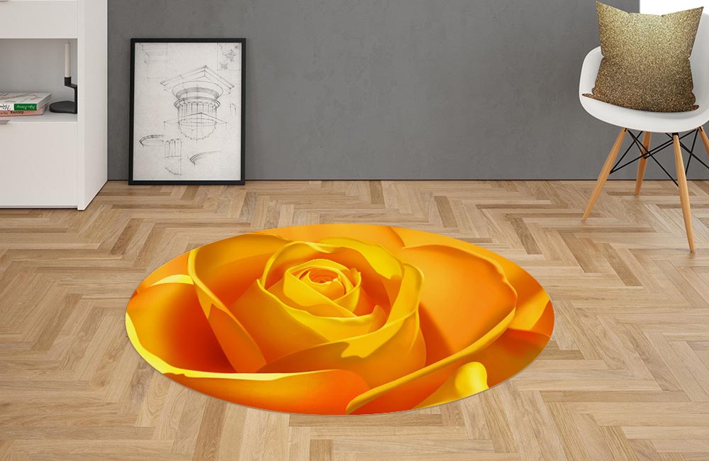 3D Ковер «Желтая роза» Овальный 2