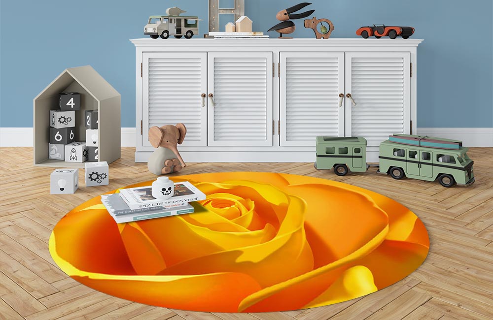 3D Ковер «Желтая роза» Овальный 3