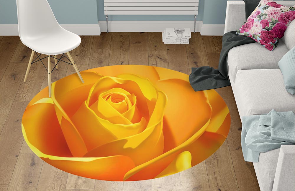 3D Ковер «Желтая роза» Круглый 1