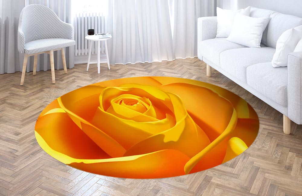 3D Ковер «Желтая роза» Круглый 3