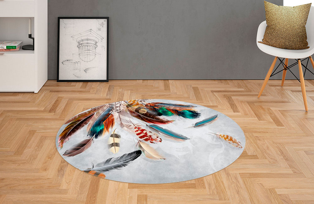 3D Ковер «Веер из ярких перьев» Овальный 2