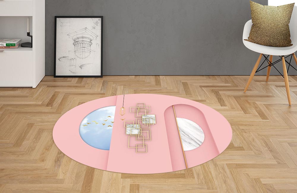 3D Ковер «Розовый баланс» Овальный 2