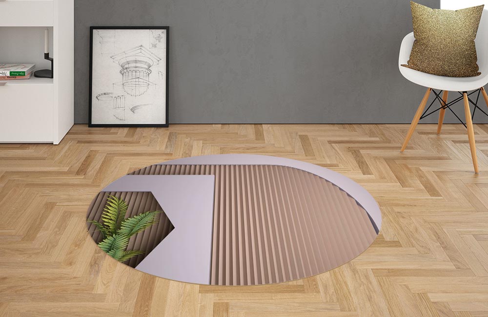 3D Ковер «Лаконичная композиция с пальмовыми ветвями» Овальный 2